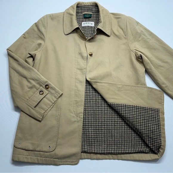 Orvis Jackets & Blazers - Orvis Khaki Utility Jacket with Houndstooth Lining